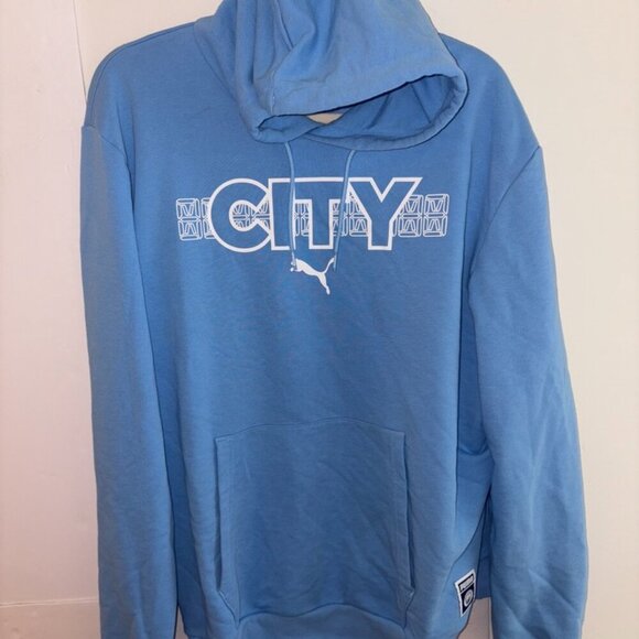 Adult Puma Sky Blue Manchester City FTBLCore Pullover Hoodie EPL Soccer XL - Picture 3 of 10